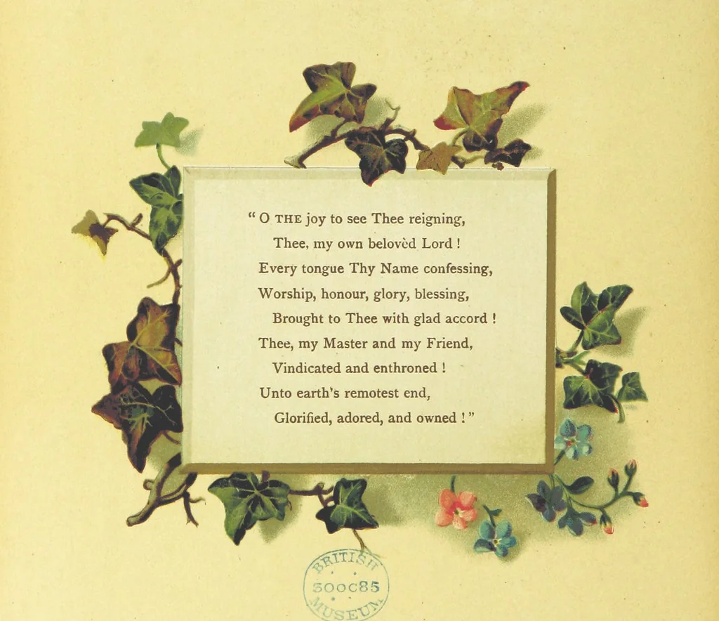 An illustration from Songs of the Master's Love. [With illuminated initial letters, etc, 1885, leaf 50