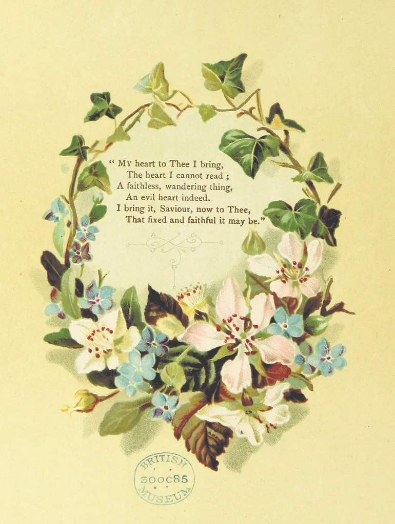 An illustration from Songs of the Master's Love. [With illuminated initial letters, etc, 1885, leaf 58