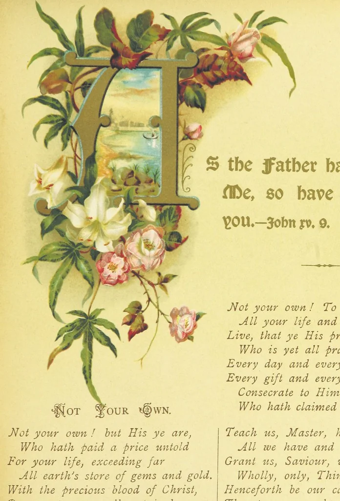 An illustration from Songs of the Master's Love. [With illuminated initial letters, etc, 1885, leaf 61