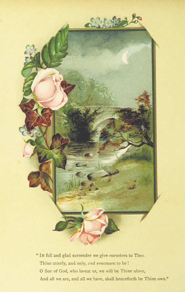 An illustration from Songs of the Master's Love. [With illuminated initial letters, etc, 1885, leaf 8
