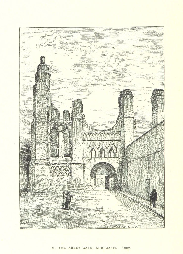 An illustration from Aberbrothock illustrated. Being the Round O etchings in miniature by John Adam. ... With ... notes by G. Hay, 1886, leaf 106