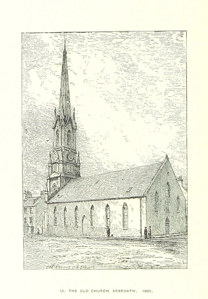 An illustration from Aberbrothock illustrated. Being the Round O etchings in miniature by John Adam. ... With ... notes by G. Hay, 1886, leaf 114