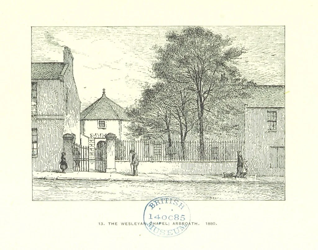 An illustration from Aberbrothock illustrated. Being the Round O etchings in miniature by John Adam. ... With ... notes by G. Hay, 1886, leaf 117