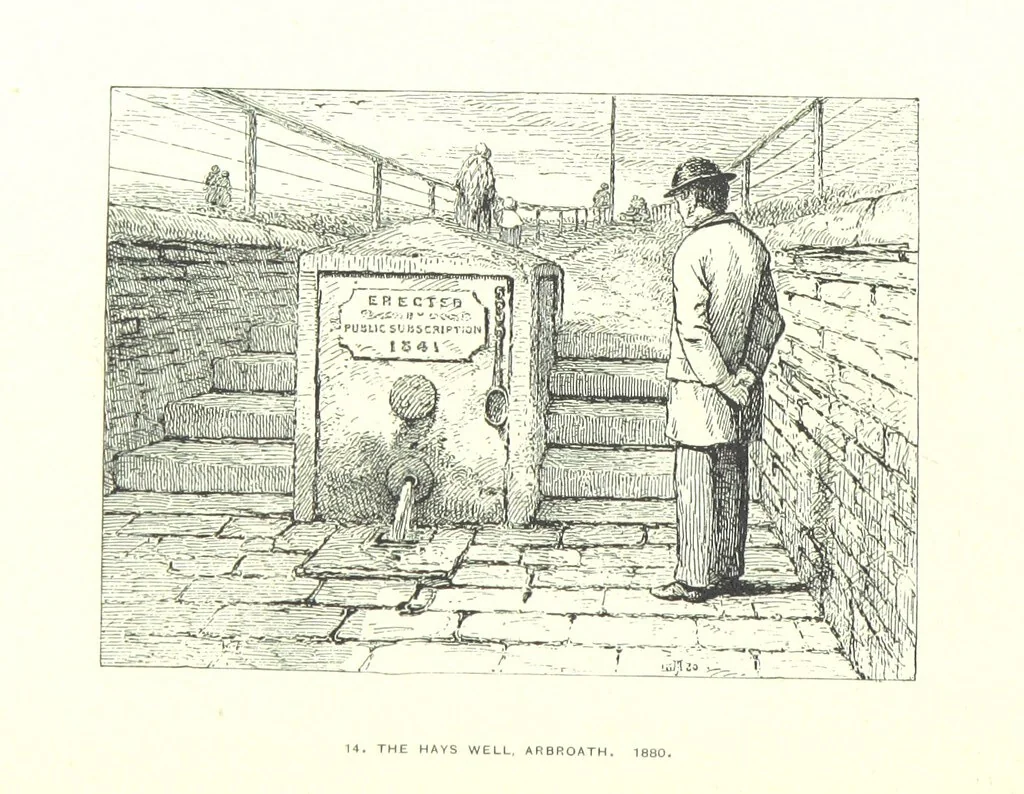 An illustration from Aberbrothock illustrated. Being the Round O etchings in miniature by John Adam. ... With ... notes by G. Hay, 1886, leaf 118
