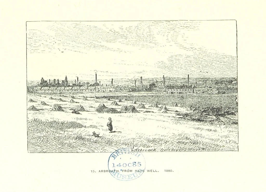 An illustration from Aberbrothock illustrated. Being the Round O etchings in miniature by John Adam. ... With ... notes by G. Hay, 1886, leaf 119