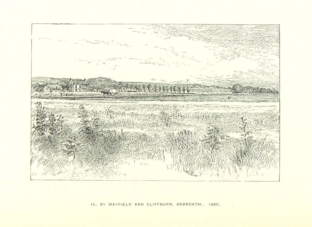 An illustration from Aberbrothock illustrated. Being the Round O etchings in miniature by John Adam. ... With ... notes by G. Hay, 1886, leaf 120