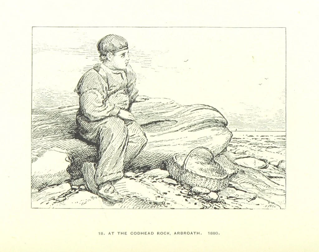An illustration from Aberbrothock illustrated. Being the Round O etchings in miniature by John Adam. ... With ... notes by G. Hay, 1886, leaf 122