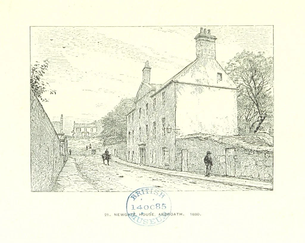 An illustration from Aberbrothock illustrated. Being the Round O etchings in miniature by John Adam. ... With ... notes by G. Hay, 1886, leaf 125