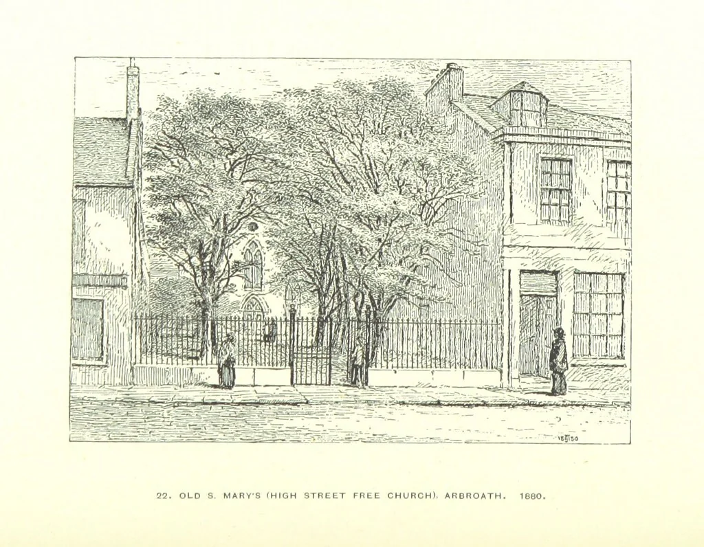 An illustration from Aberbrothock illustrated. Being the Round O etchings in miniature by John Adam. ... With ... notes by G. Hay, 1886, leaf 126
