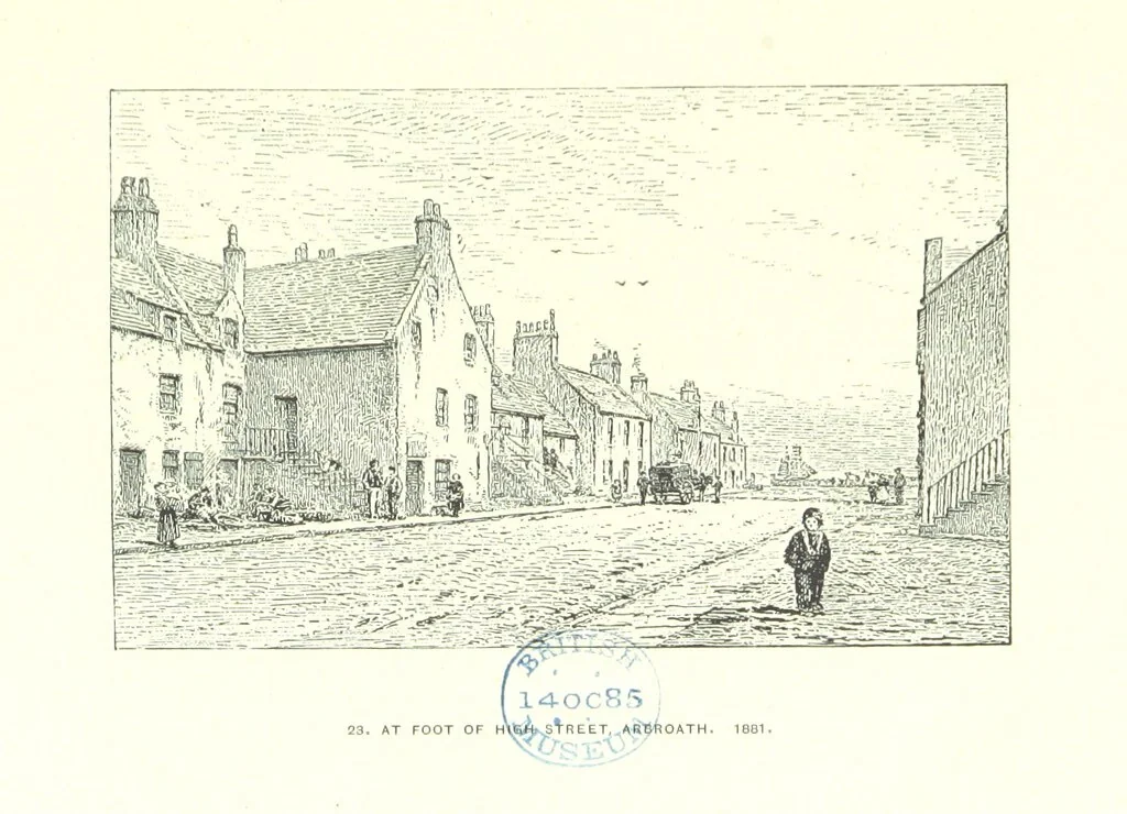 An illustration from Aberbrothock illustrated. Being the Round O etchings in miniature by John Adam. ... With ... notes by G. Hay, 1886, leaf 127
