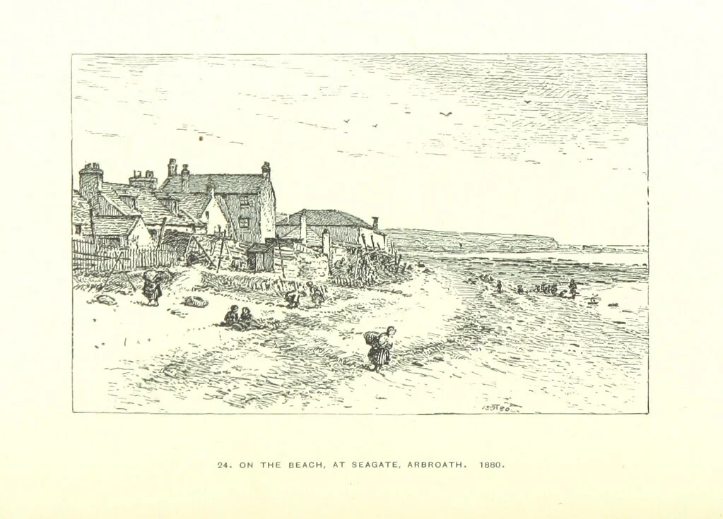 An illustration from Aberbrothock illustrated. Being the Round O etchings in miniature by John Adam. ... With ... notes by G. Hay, 1886, leaf 128