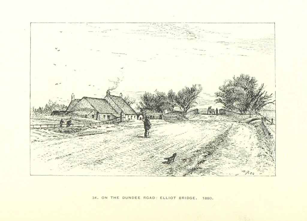 An illustration from Aberbrothock illustrated. Being the Round O etchings in miniature by John Adam. ... With ... notes by G. Hay, 1886, leaf 138