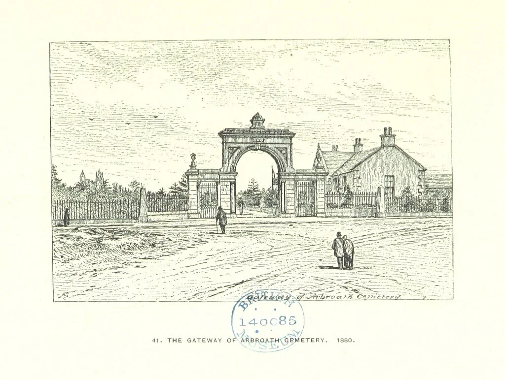 An illustration from Aberbrothock illustrated. Being the Round O etchings in miniature by John Adam. ... With ... notes by G. Hay, 1886, leaf 145