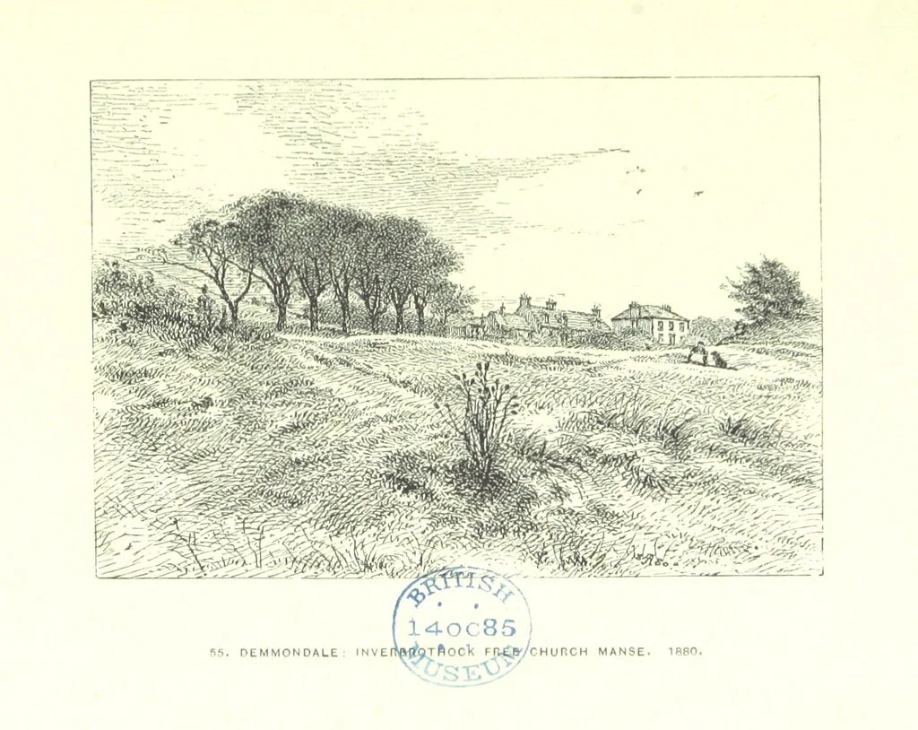 An illustration from Aberbrothock illustrated. Being the Round O etchings in miniature by John Adam. ... With ... notes by G. Hay, 1886, leaf 159