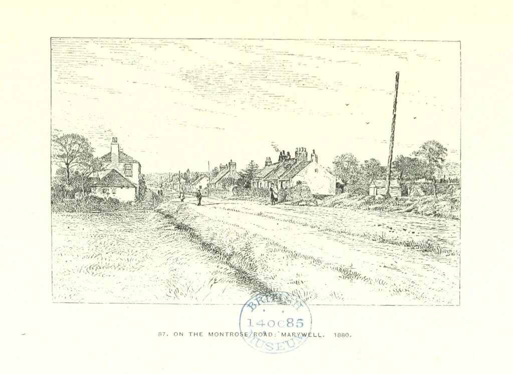 An illustration from Aberbrothock illustrated. Being the Round O etchings in miniature by John Adam. ... With ... notes by G. Hay, 1886, leaf 191