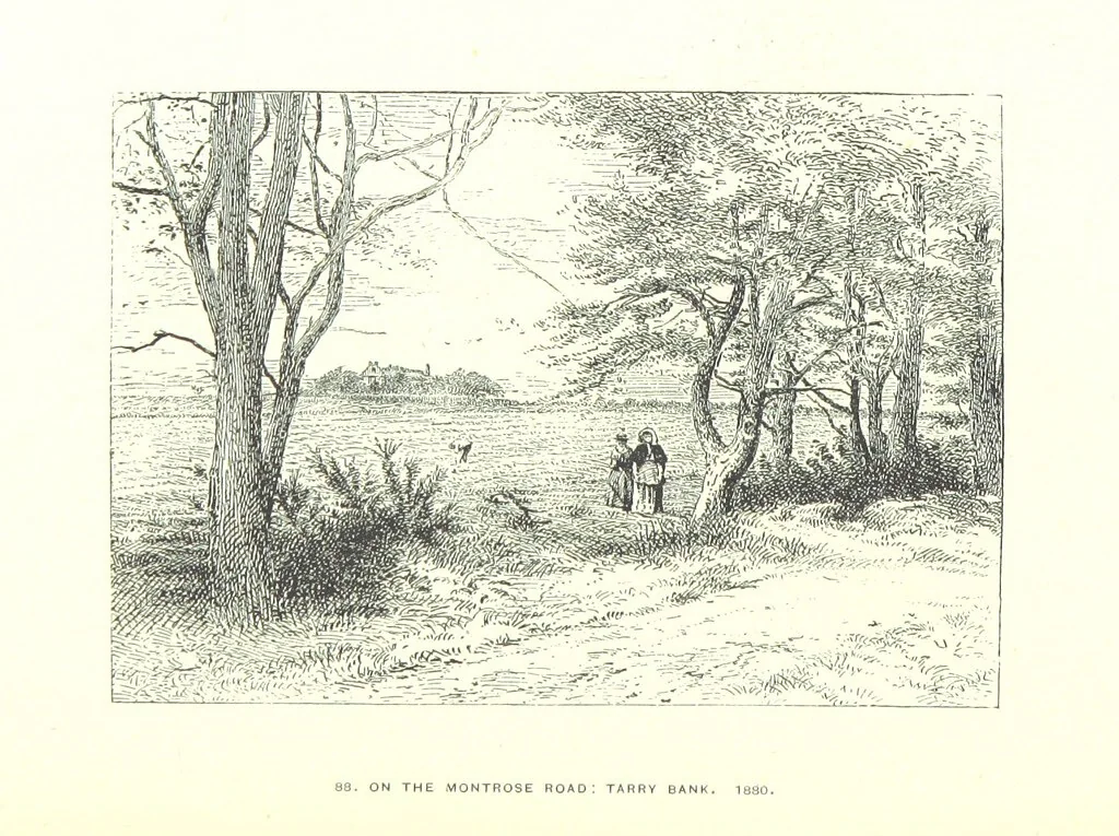 An illustration from Aberbrothock illustrated. Being the Round O etchings in miniature by John Adam. ... With ... notes by G. Hay, 1886, leaf 192