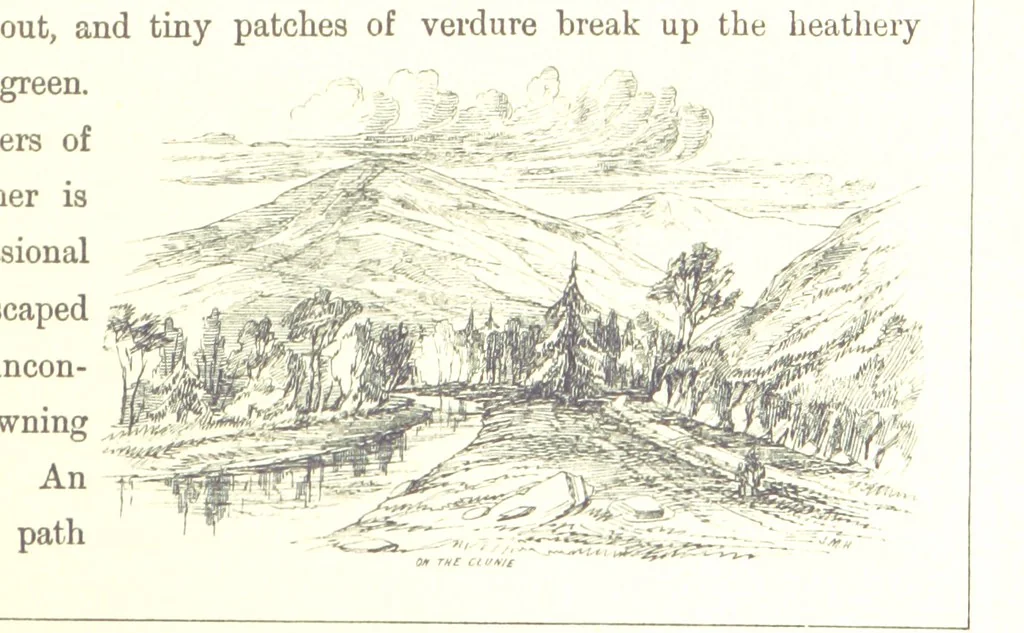 An illustration from The Scenery of the Dee, with pen and pencil. Illustrated by A. Gibb ..., further illustrated and described by J. M. H, 1884, leaf 107