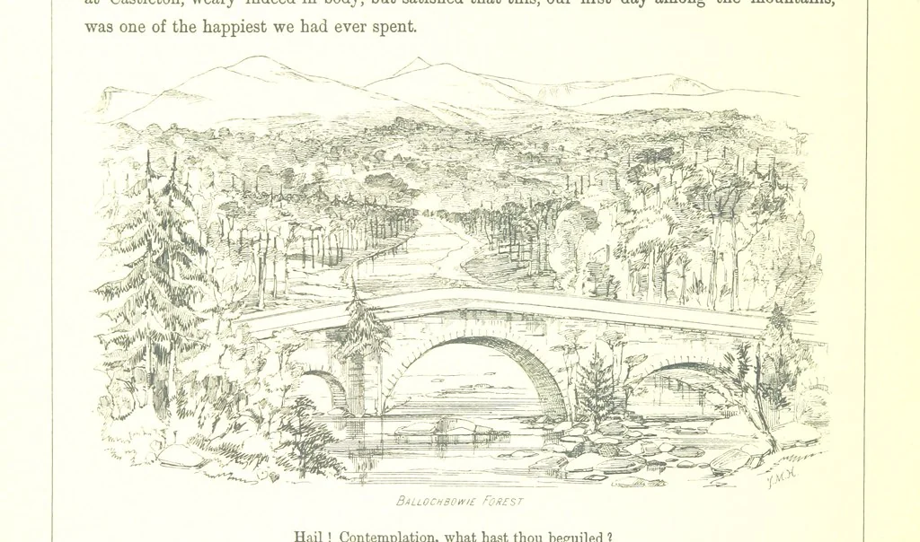 An illustration from The Scenery of the Dee, with pen and pencil. Illustrated by A. Gibb ..., further illustrated and described by J. M. H, 1884, leaf 124