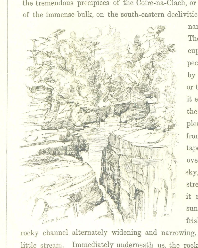 An illustration from The Scenery of the Dee, with pen and pencil. Illustrated by A. Gibb ..., further illustrated and described by J. M. H, 1884, leaf 128
