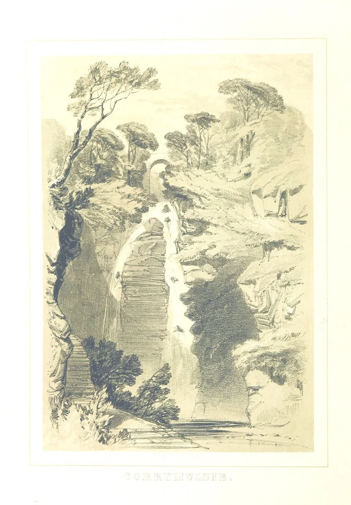 An illustration from The Scenery of the Dee, with pen and pencil. Illustrated by A. Gibb ..., further illustrated and described by J. M. H, 1884, leaf 136