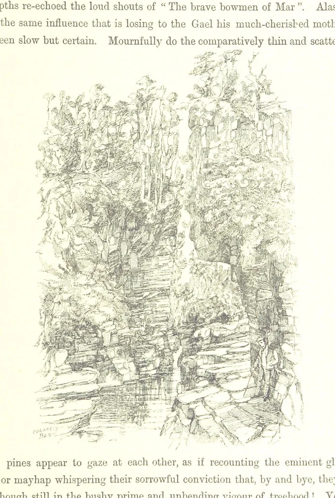 An illustration from The Scenery of the Dee, with pen and pencil. Illustrated by A. Gibb ..., further illustrated and described by J. M. H, 1884, leaf 143
