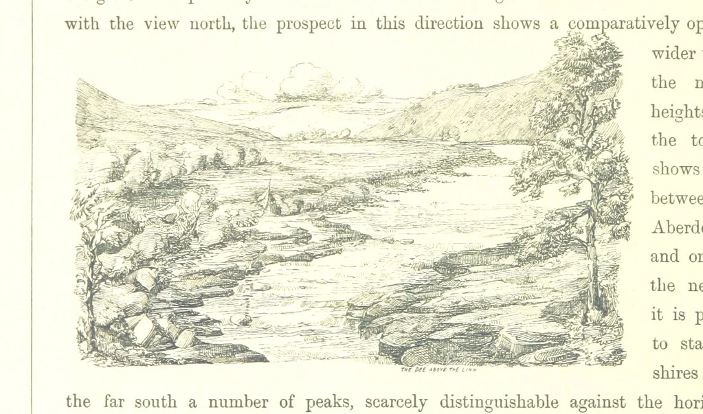 An illustration from The Scenery of the Dee, with pen and pencil. Illustrated by A. Gibb ..., further illustrated and described by J. M. H, 1884, leaf 146
