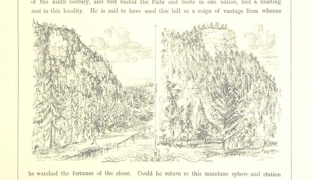 An illustration from The Scenery of the Dee, with pen and pencil. Illustrated by A. Gibb ..., further illustrated and described by J. M. H, 1884, leaf 97