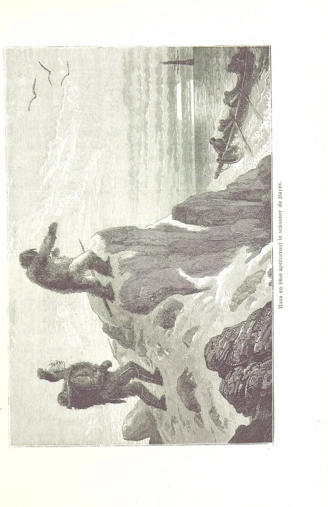 An illustration from La Mer Libre du Pole ... Traduit de l'Anglais et accompagné de notes ... par F. de Lanoye. Ouvrage illustré de 70 gravures, etc, 1868, leaf 93