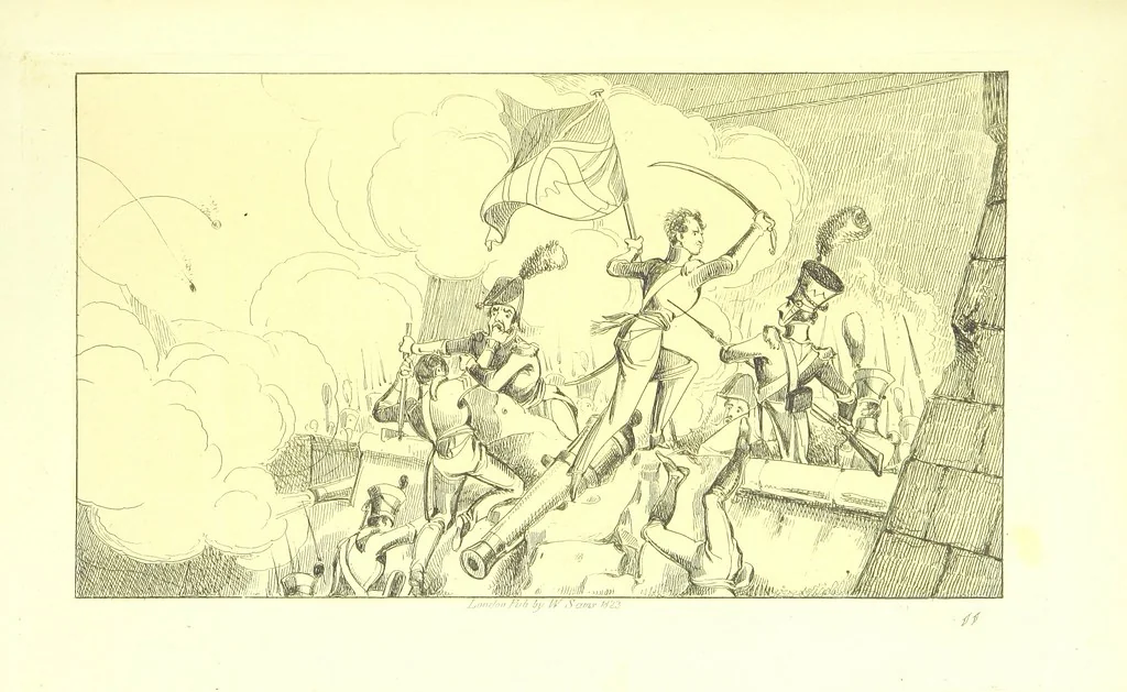 An illustration from The Life of a Soldier; a narrative and descriptive Poem. With ... Engravings, 1823, leaf 187