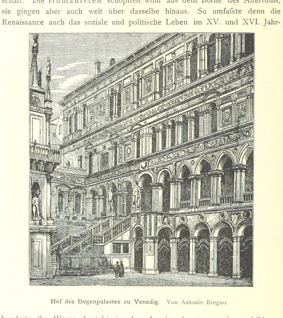 An illustration from Kulturgeschichte ... Vierte Auflage. Neu bearbeitet von M. von Brandt [and others], etc, 1896, leaf 98