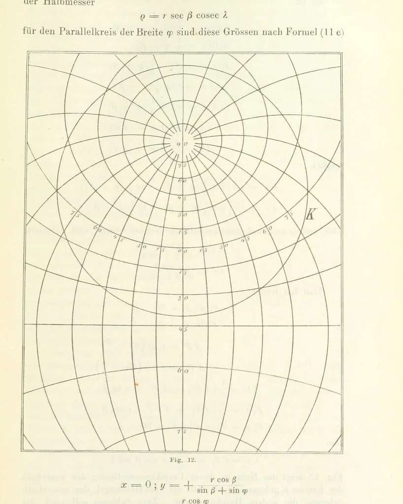 An illustration from Lehrbuch der Landkartenprojektionen, 1885, leaf 63