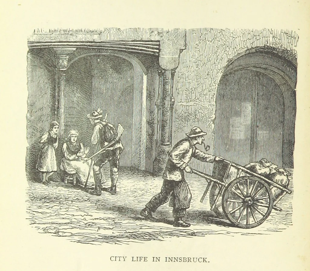 An illustration from Rambles and scrambles in the Tyrol. By E. R. H. [i.e. E. R. Hill.] [With two chapters contributed by Henry Hill, 1885, leaf 48