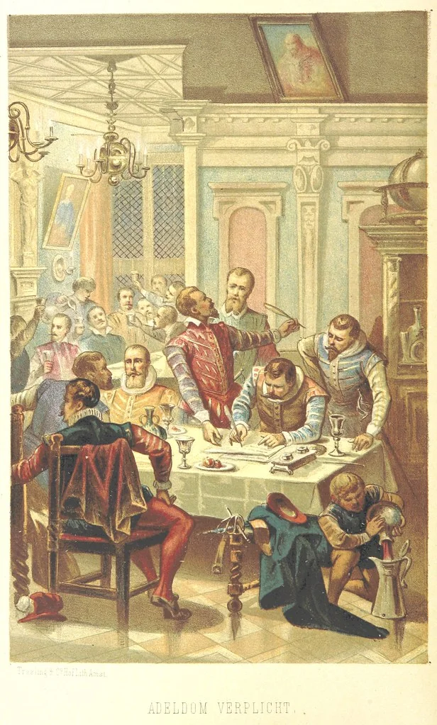An illustration from Lauwerbladen uit Neêrlands Gloriekrans. [With 27 coloured plates, 1875, leaf 34