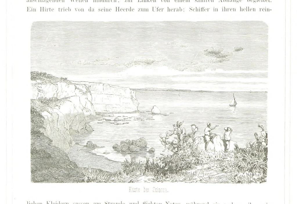 An illustration from Sicilien, Schilderungen aus Gegenwart und Vergangenheit ... Mit 36 Originalzeichungen von A. Metzener. In Holzschnitt ausgeführt durch die xylographische Anstalt von R. Brend'amour & Comp. in Düsseldorf, 1870, leaf 156
