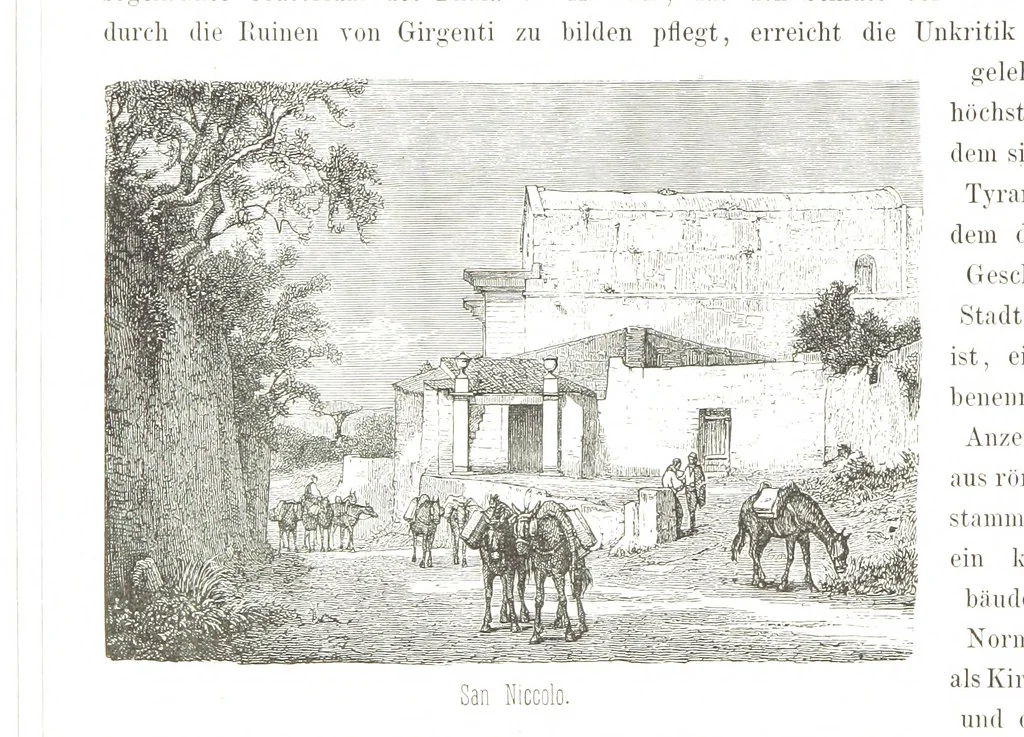 An illustration from Sicilien, Schilderungen aus Gegenwart und Vergangenheit ... Mit 36 Originalzeichungen von A. Metzener. In Holzschnitt ausgeführt durch die xylographische Anstalt von R. Brend'amour & Comp. in Düsseldorf, 1870, leaf 202