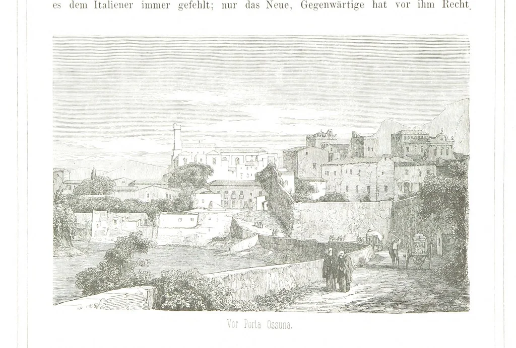 An illustration from Sicilien, Schilderungen aus Gegenwart und Vergangenheit ... Mit 36 Originalzeichungen von A. Metzener. In Holzschnitt ausgeführt durch die xylographische Anstalt von R. Brend'amour & Comp. in Düsseldorf, 1870, leaf 44