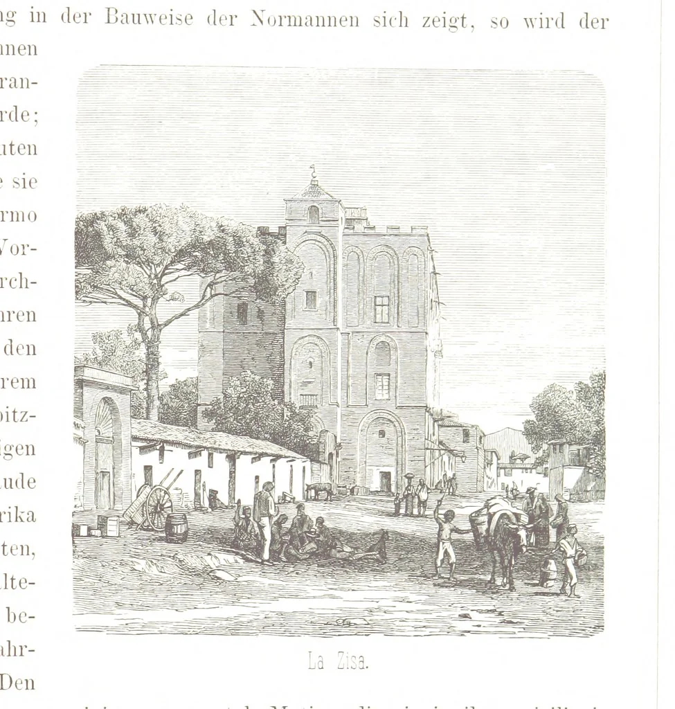 An illustration from Sicilien, Schilderungen aus Gegenwart und Vergangenheit ... Mit 36 Originalzeichungen von A. Metzener. In Holzschnitt ausgeführt durch die xylographische Anstalt von R. Brend'amour & Comp. in Düsseldorf, 1870, leaf 55