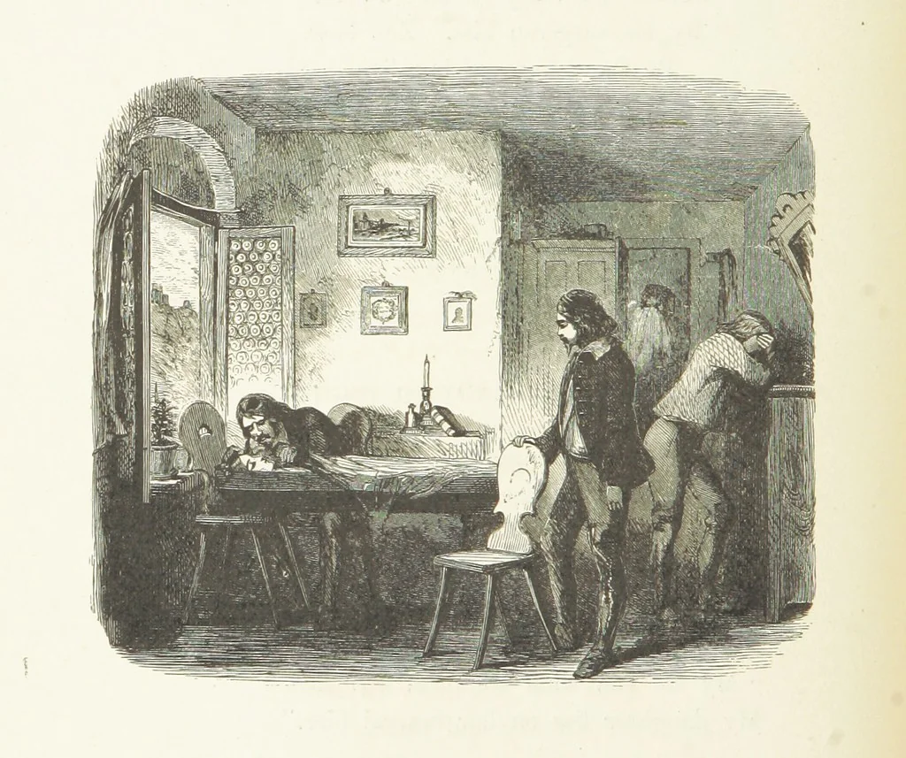 An illustration from Illustrated Library of favorite Song. Based upon folk songs. ... With an introduction, and edited by J. G. Holland ... Illustrated with ... engravings, ... after designs by Church, Johnson, etc, 1873, leaf 216