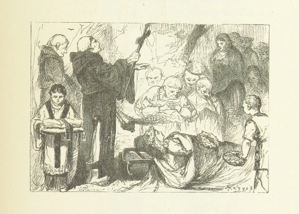 An illustration from Illustrated Library of favorite Song. Based upon folk songs. ... With an introduction, and edited by J. G. Holland ... Illustrated with ... engravings, ... after designs by Church, Johnson, etc, 1873, leaf 385