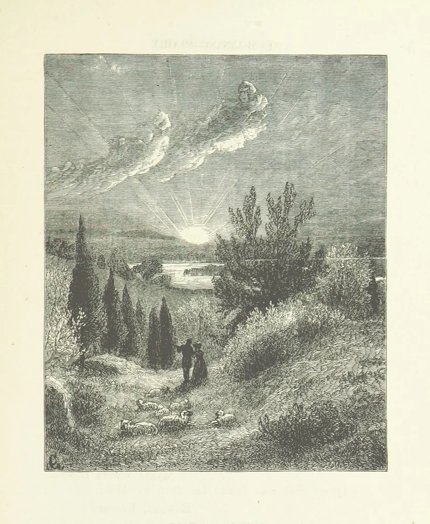 An illustration from Illustrated Library of favorite Song. Based upon folk songs. ... With an introduction, and edited by J. G. Holland ... Illustrated with ... engravings, ... after designs by Church, Johnson, etc, 1873, leaf 49