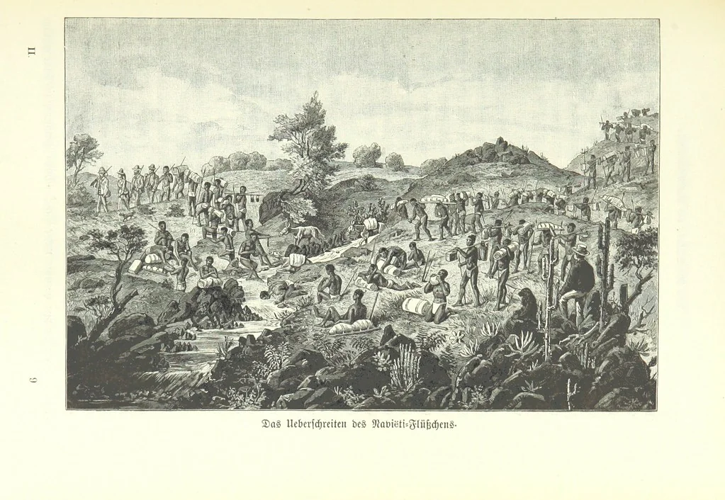 An illustration from Von der Capstadt ins Land der Maschukulumbe. Reisen im südlichen Afrika in den Jahren 1883-1887 ... Mit 205 Original-Holzschnitten, etc, 1890, leaf 727