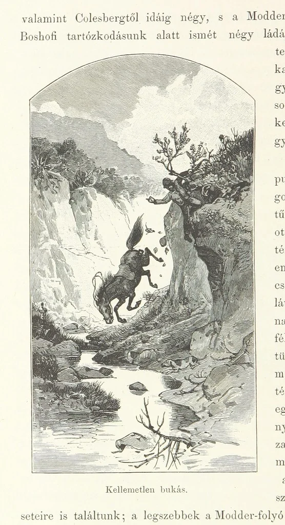 An illustration from A Fokvárostól a Masukulumbék országába, 1883-1887 ... Jogosított kiadás, ... 160 ... fametszettel és 2 térképpel, 1890, leaf 100