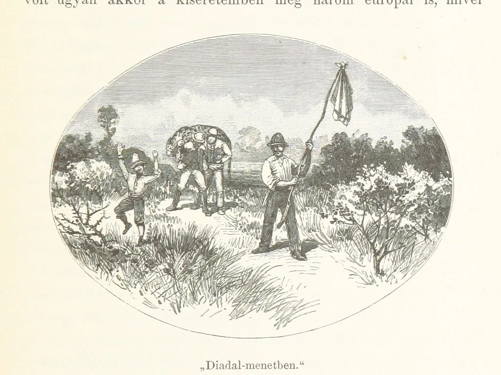 An illustration from A Fokvárostól a Masukulumbék országába, 1883-1887 ... Jogosított kiadás, ... 160 ... fametszettel és 2 térképpel, 1890, leaf 201