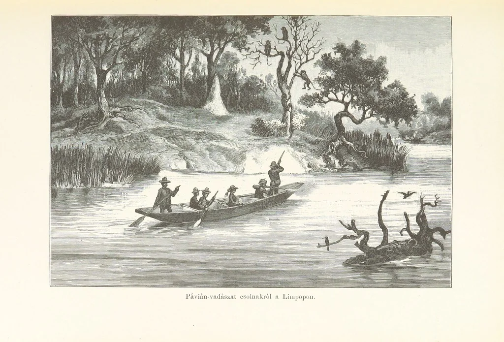 An illustration from A Fokvárostól a Masukulumbék országába, 1883-1887 ... Jogosított kiadás, ... 160 ... fametszettel és 2 térképpel, 1890, leaf 205