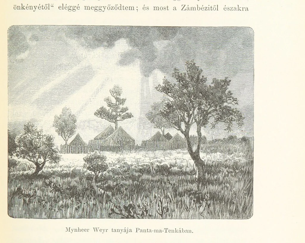 An illustration from A Fokvárostól a Masukulumbék országába, 1883-1887 ... Jogosított kiadás, ... 160 ... fametszettel és 2 térképpel, 1890, leaf 381