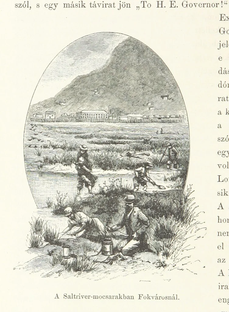 An illustration from A Fokvárostól a Masukulumbék országába, 1883-1887 ... Jogosított kiadás, ... 160 ... fametszettel és 2 térképpel, 1890, leaf 40