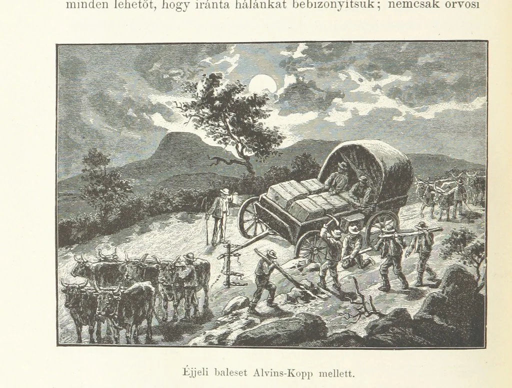 An illustration from A Fokvárostól a Masukulumbék országába, 1883-1887 ... Jogosított kiadás, ... 160 ... fametszettel és 2 térképpel, 1890, leaf 92