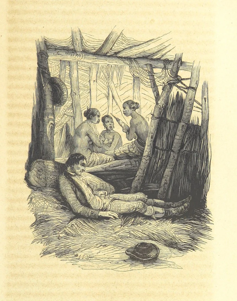An illustration from Aventures les plus curieuses des voyageurs. Coup d'œil autour du monde, d'après les relations anciennes et modernes ... par M. Hombron. Ouvrage imité des Aventures des voyageurs par P. Blanchard, 1847, leaf 165