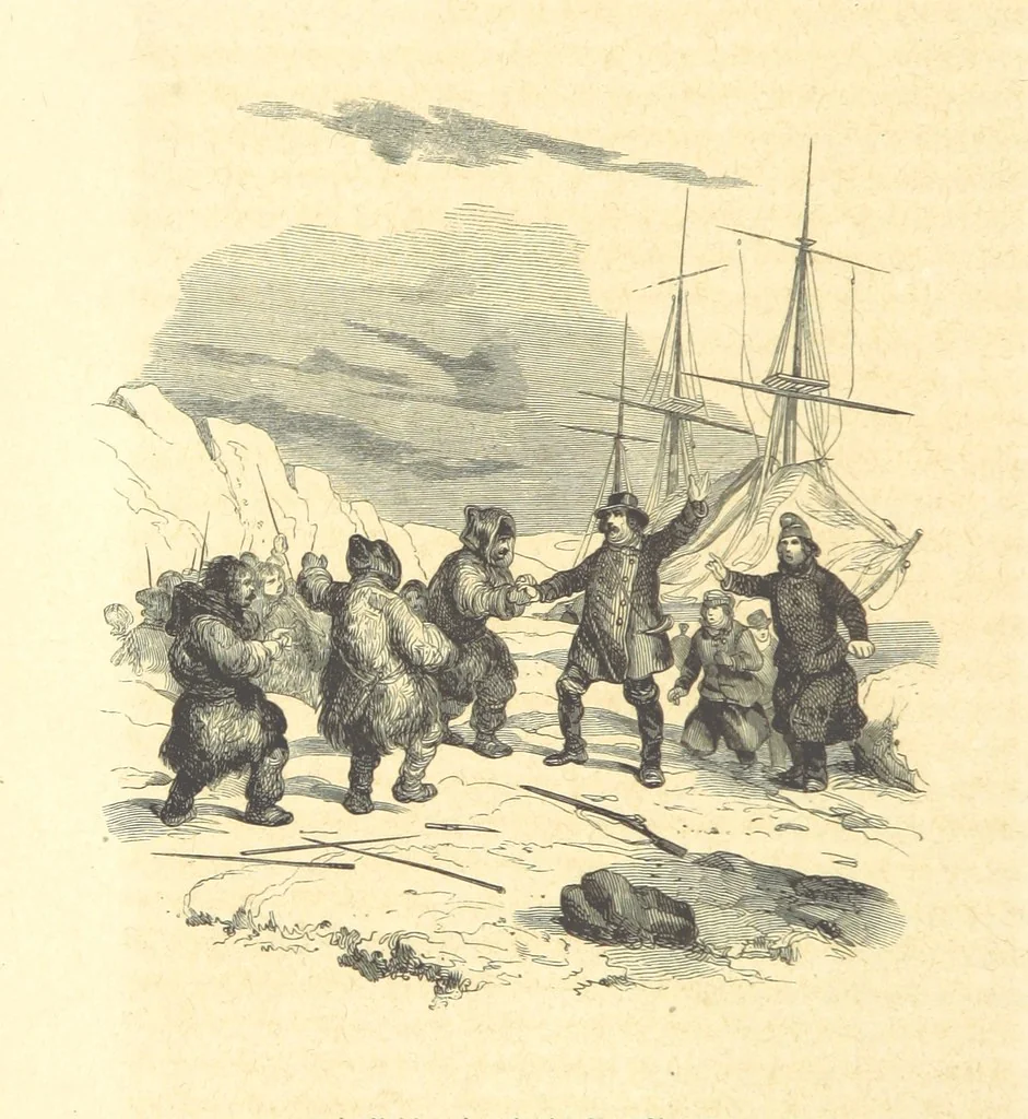 An illustration from Aventures les plus curieuses des voyageurs. Coup d'œil autour du monde, d'après les relations anciennes et modernes ... par M. Hombron. Ouvrage imité des Aventures des voyageurs par P. Blanchard, 1847, leaf 58