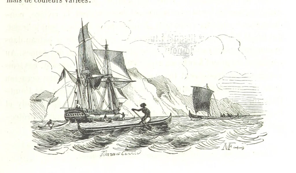 An illustration from Aventures les plus curieuses des voyageurs. Coup d'œil autour du monde, d'après les relations anciennes et modernes ... par M. Hombron. Ouvrage imité des Aventures des voyageurs par P. Blanchard, 1847, leaf 617